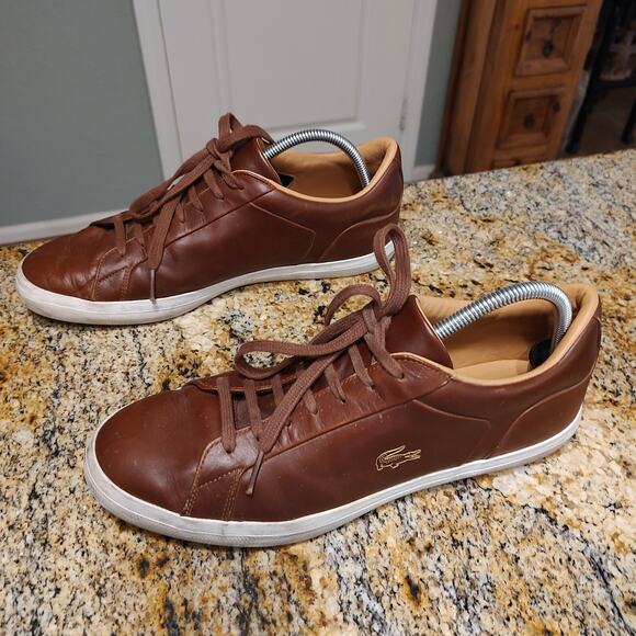 Lacoste Lerond 0320 1 CMA Leather Sneakers Lace Up Cma Brown/White Men's Sz 11.5 - Picture 4 of 12